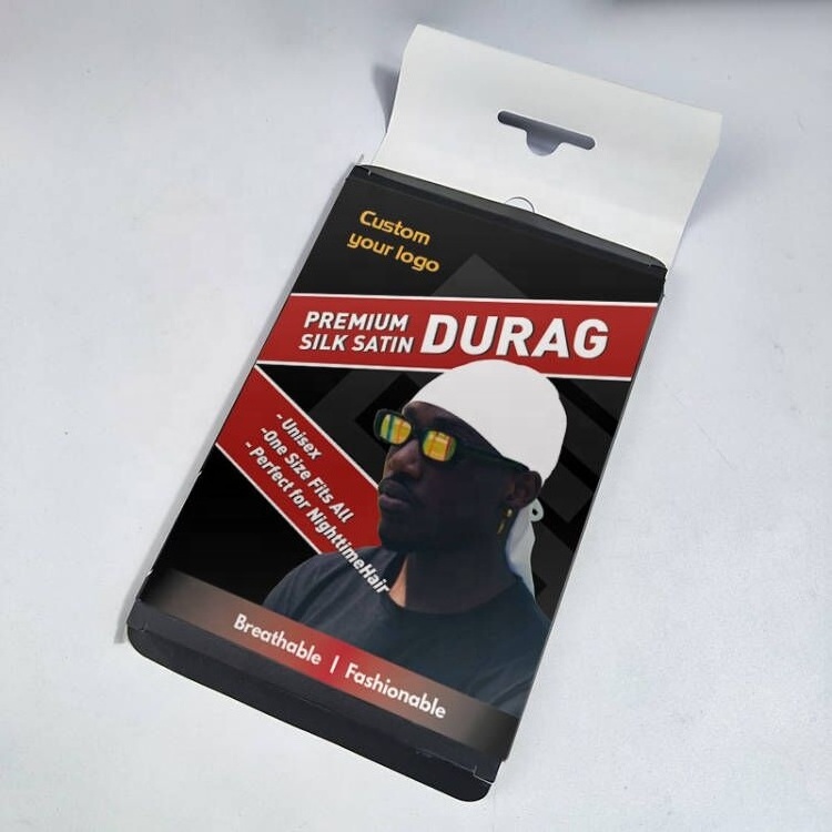 Custom Logo Durag Packaging Box with Gold Stamping Satin Lined Bonnet Packing Paper Box Handkerchief Packages