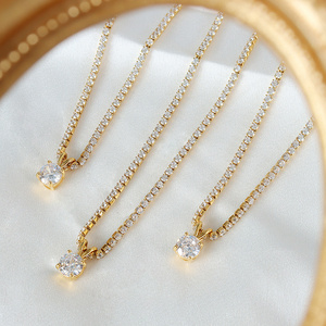 Joolim Waterproof &Tarnish Free Zirconia Women Tennis Gold Plated Crystal  Diamond Stainless Steel Necklaces