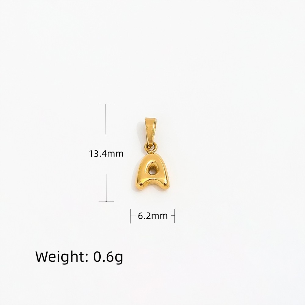 2023 Trendy 18k PVD Gold Plated Stainless Steel Puff Bubble Cute Letters Alphabet  Charm Pendant