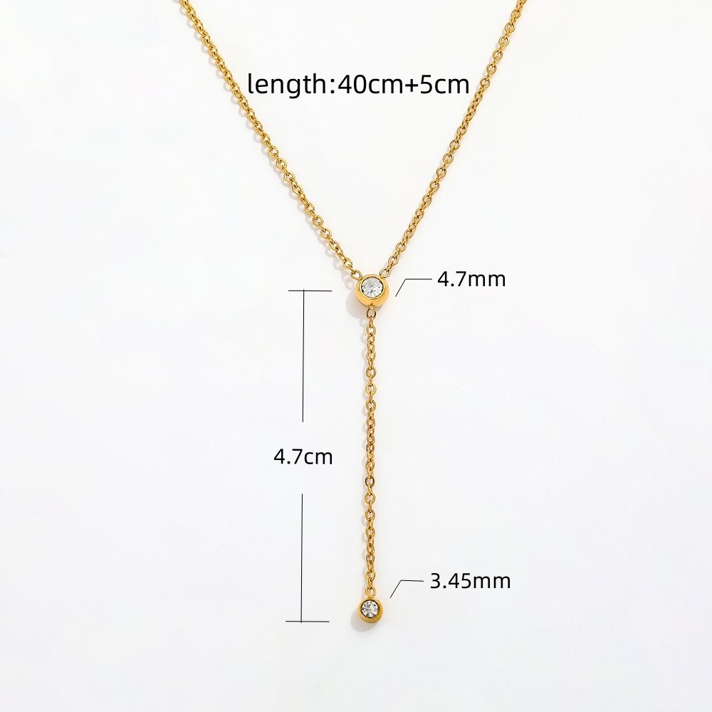 Joolim Jewelry Necklace 18K Gold Plated Dainty Dainty Cubic Zirconia Y  Stainless Steel Bezel Lariat  Necklaces