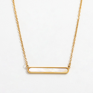 Joolim Jewelry 18K Gold Plated Shell Bar Pendant Choker Necklace Stainless Steel Jewelry Wholesale