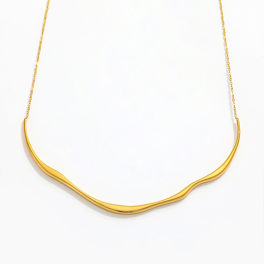 Joolim Jewelry 18K Gold Plated Irregular Overlength Bar Pendant Dainty Chain Necklace Fashion Jewelry