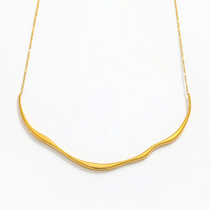 Joolim Jewelry 18K Gold Plated Irregular Overlength Bar Pendant Dainty Chain Necklace Fashion Jewelry