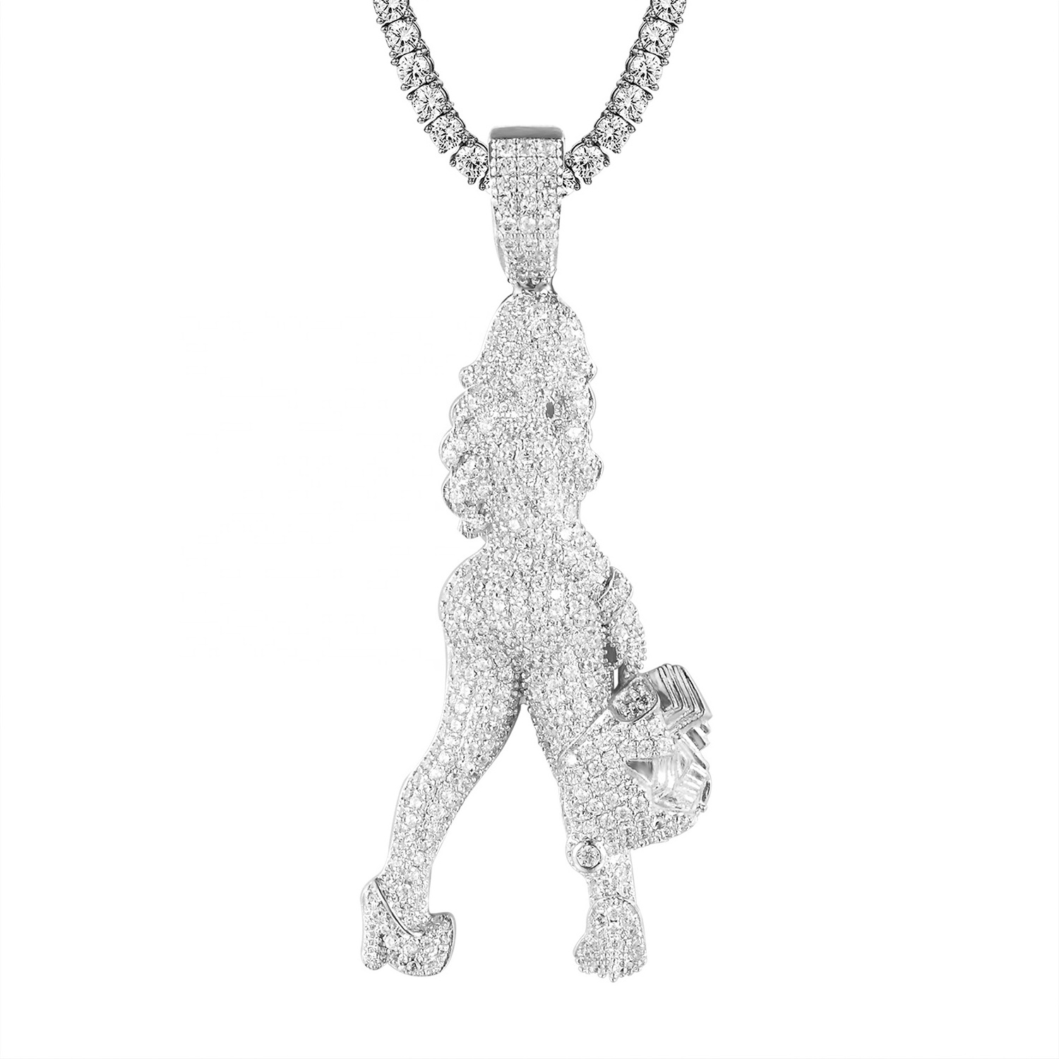 Custom 925 silver moissanite hip hop jewelry fully icedout sexy Money Lady pendant women  fashion jewelry charms