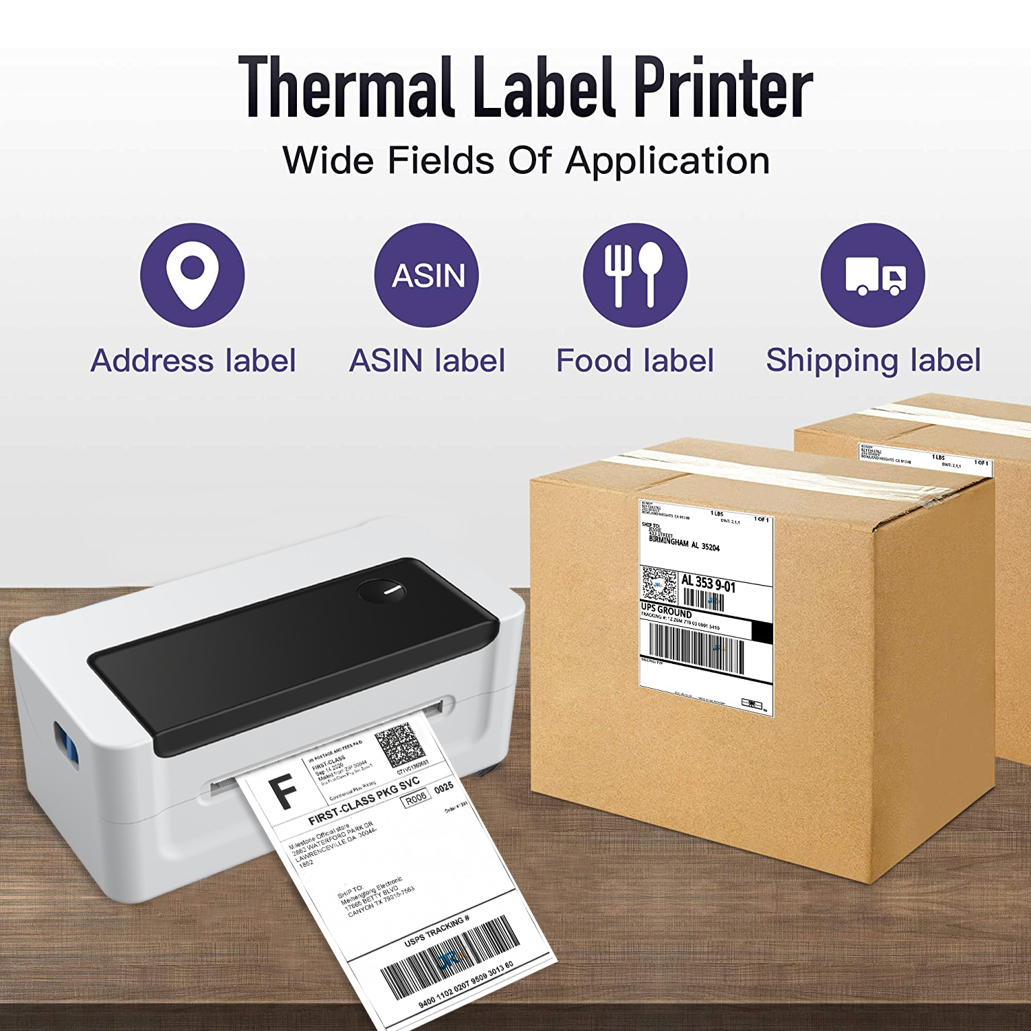 JR Label Printer Thermal printer for labels, QR codes, barcodes, 4x6 inches for UPS USPS FedEx Amazon Business