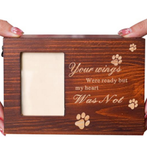 Pet Urns for Ashes Wooden Cremation Urns Funeral Caskets for Dog Cat Pet Memorial Keepsake Box with Photo Frame