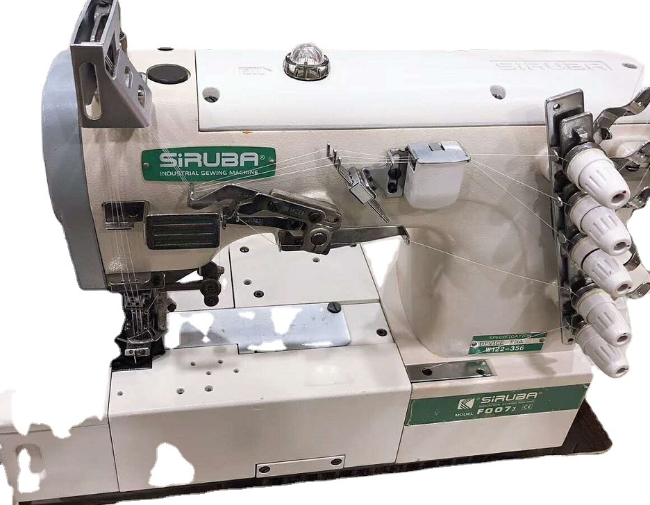 HIGH SPEED USED THREE NEEDLE FIVE THREAD INTERLOCK SEWING MACHINE SIRUBA F007 T-SHIRTS SEWING MACHINEJEANS SEWING MACHINE