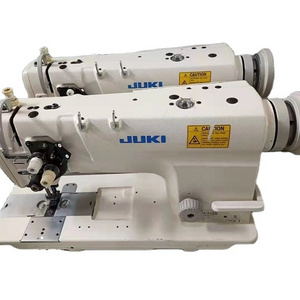 Second hand double needle lockstitch sewing machine jukis 3128 with direct drive double needle straight sewing machine