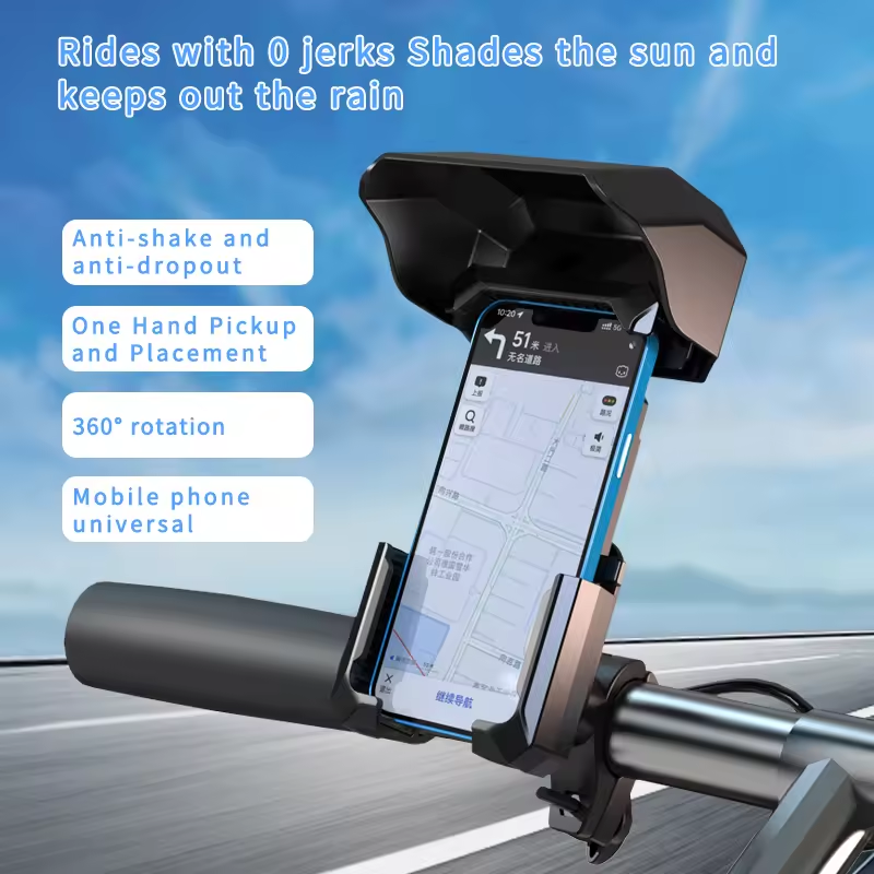 Waterproof Sunshade Motorcycle Phone Holder, Usb Charger One-Handed Fashion Canopy Shading Usb Motorcycle Phone Mount