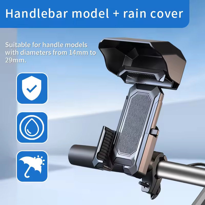 Waterproof Sunshade Motorcycle Phone Holder, Usb Charger One-Handed Fashion Canopy Shading Usb Motorcycle Phone Mount