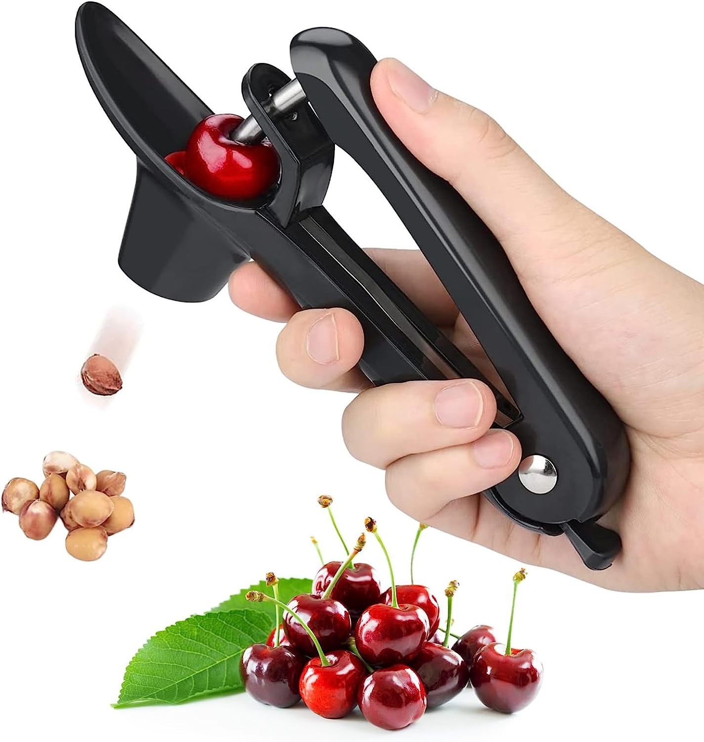 Cherry Pitter, Heavy-Duty Olive and Cherry Pitters Corer Tool with Space Saving Lock Design, Cherries Stoner Seed Remover Tool