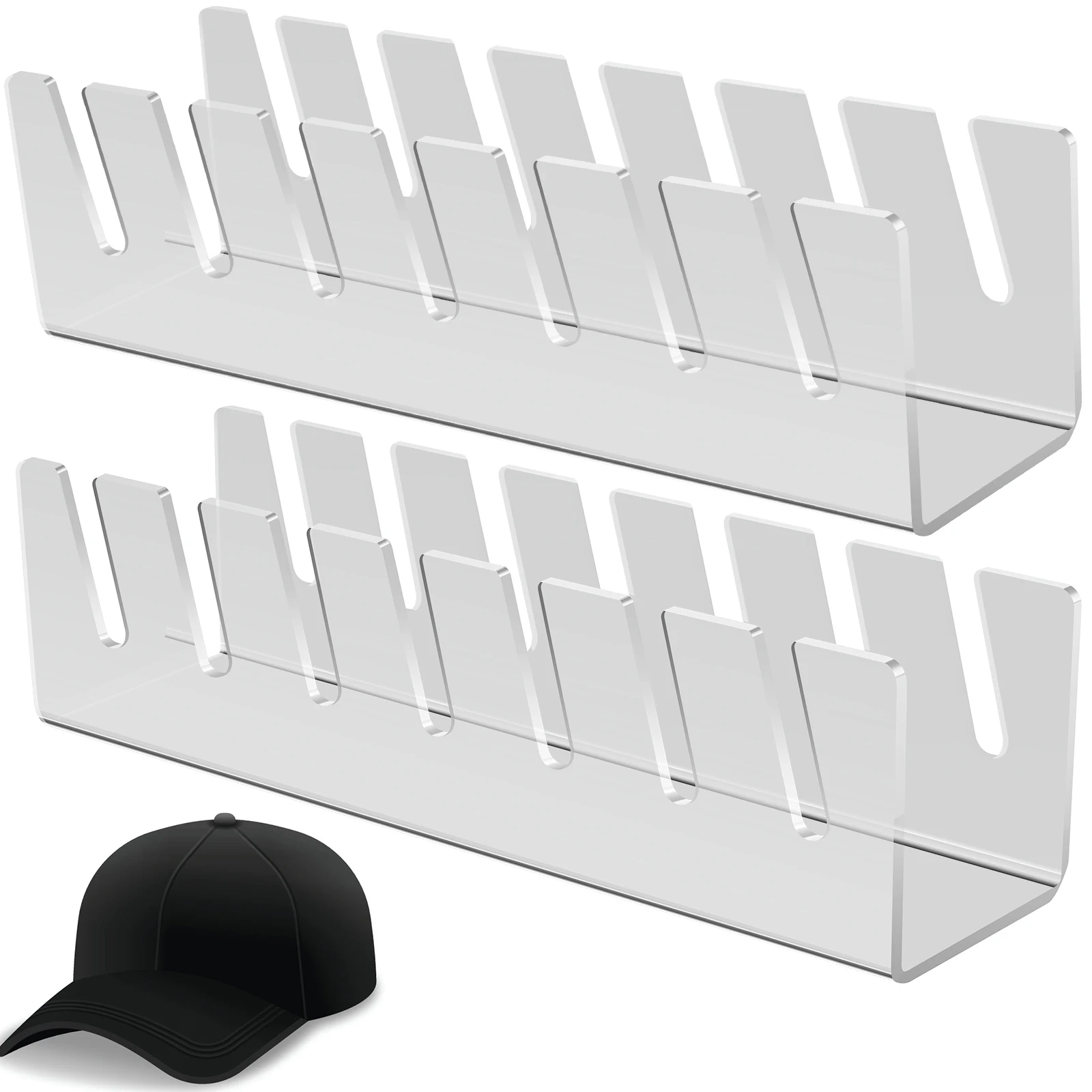 Hat Storage Holder for Holding 7 Hats Acrylic Display Rack for Baseball Caps Installation-free Hat Organizer for Living Room