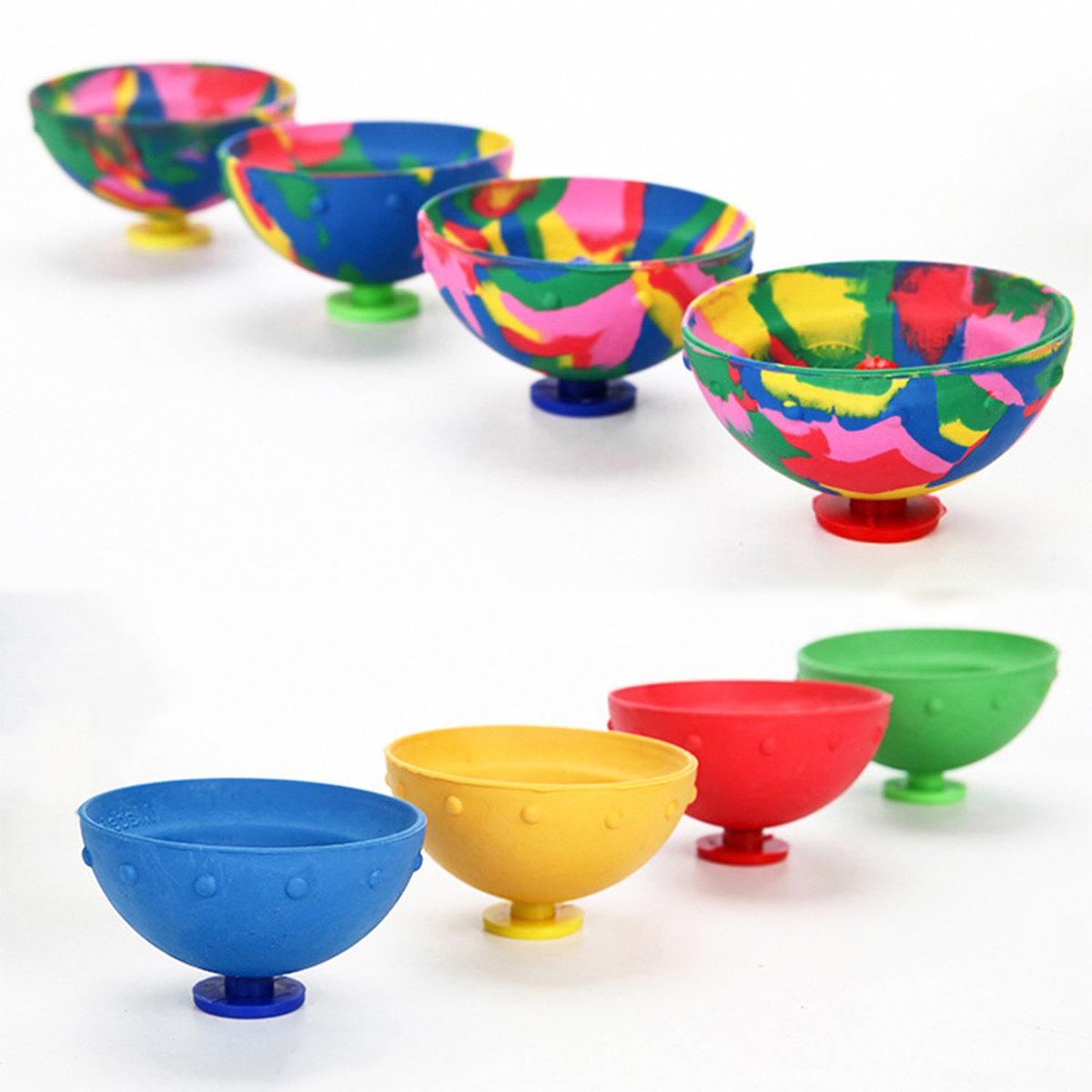 Antistress Elastic Toy Indoor Outdoor Sports Spinning Top Toys, Tie Dye Bounce Bowl Hip Hop Jumping Fidget Toy