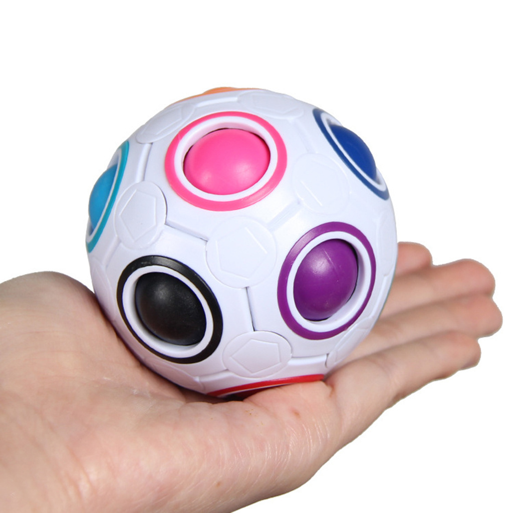 12 Holes Puzzle Rotation Fidget Magic Rainbow Ball Fidget Cube Toy, Stress Ball Spinning Bubble Relief Fidget Toy Spinner