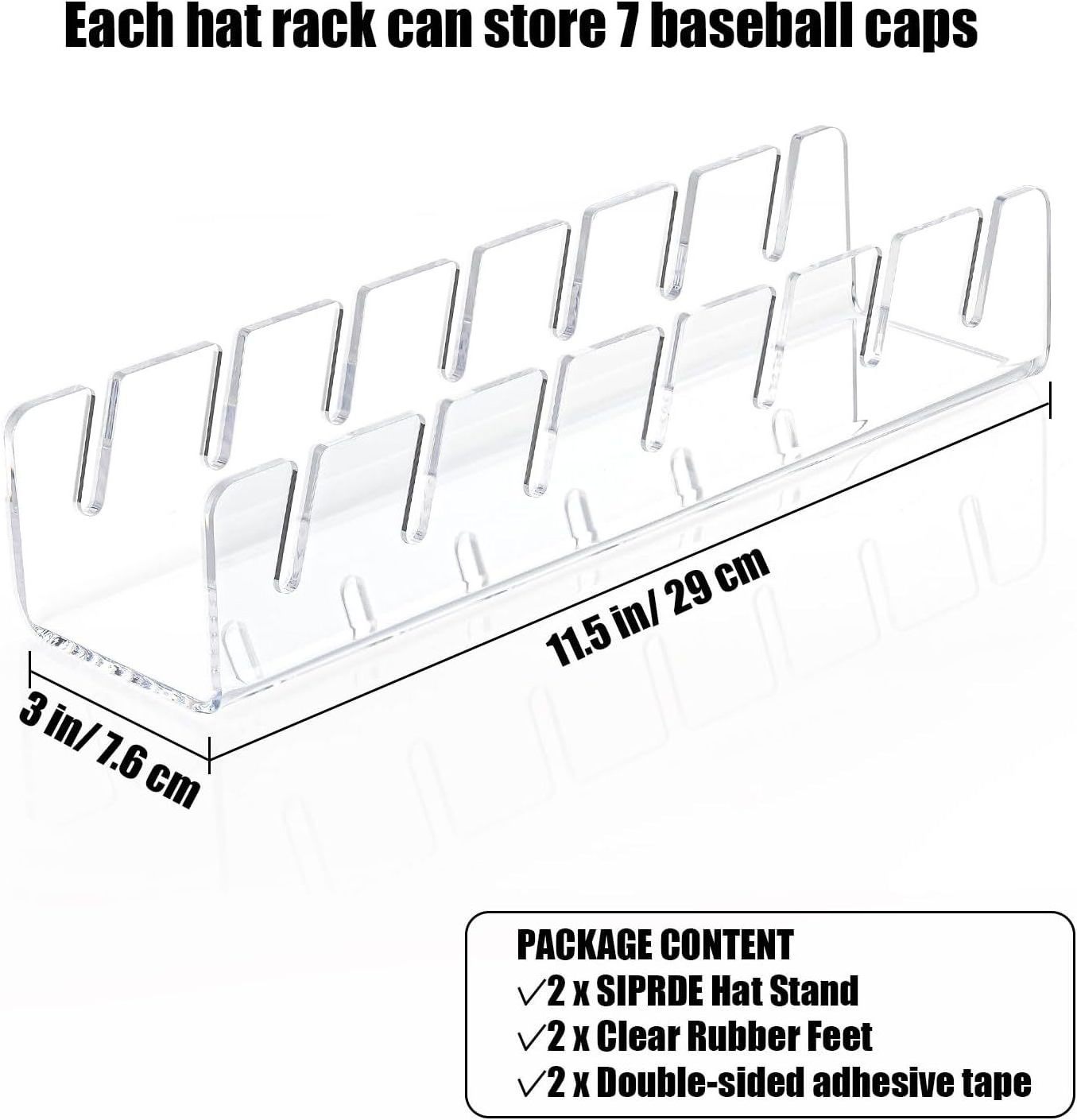 Hat Storage Holder for Holding 7 Hats Acrylic Display Rack for Baseball Caps Installation-free Hat Organizer for Living Room