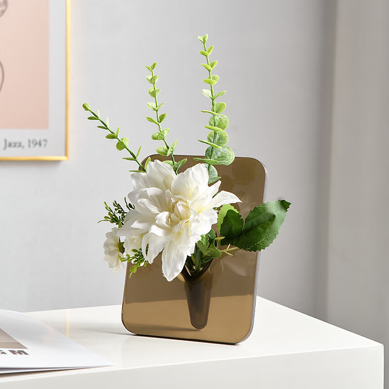 Photo Frame Shape Acrylic Flower Vase Minimalist Plastic Decorative Unique Vase for Centerpieces Bedroom Office Study Desktop