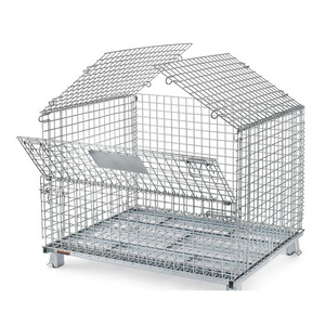 China supplier foldable steel pallet stillage cage and wire mesh container