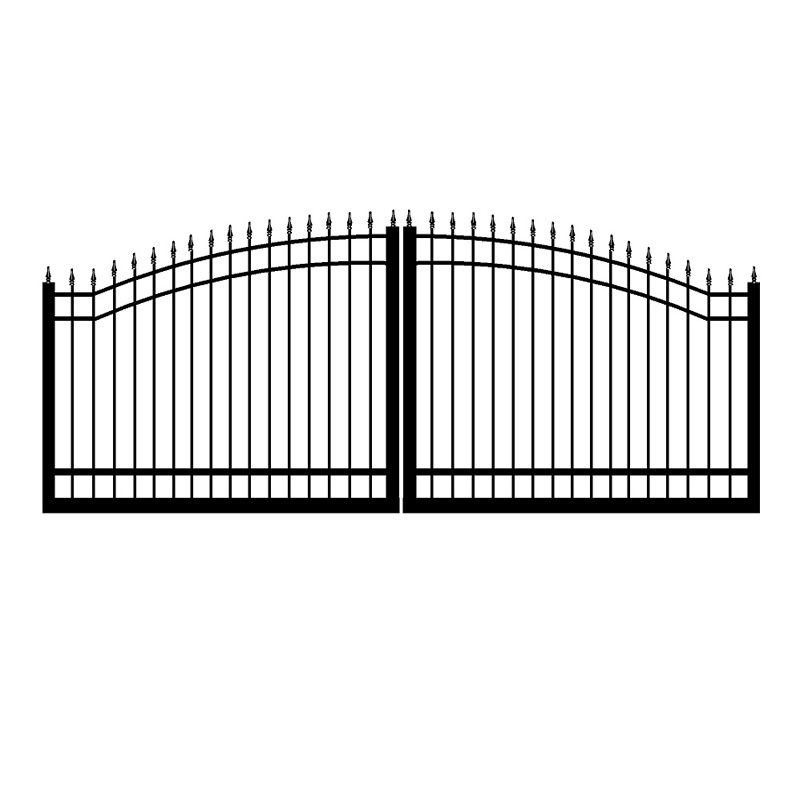 solar powered 14ft 20'house iron tubular electric automatic double swing sliding entry gate driveway gate with motor