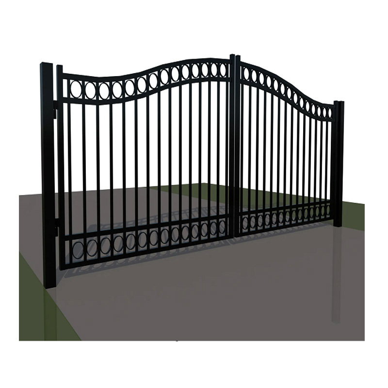 solar powered 14ft 20'house iron tubular electric automatic double swing sliding entry gate driveway gate with motor