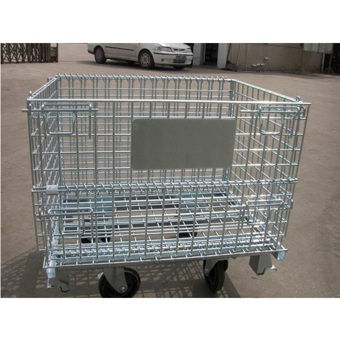 China supplier foldable steel pallet stillage cage and wire mesh container