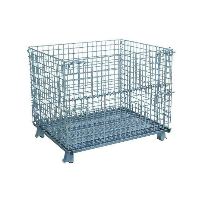 China supplier foldable steel pallet stillage cage and wire mesh container