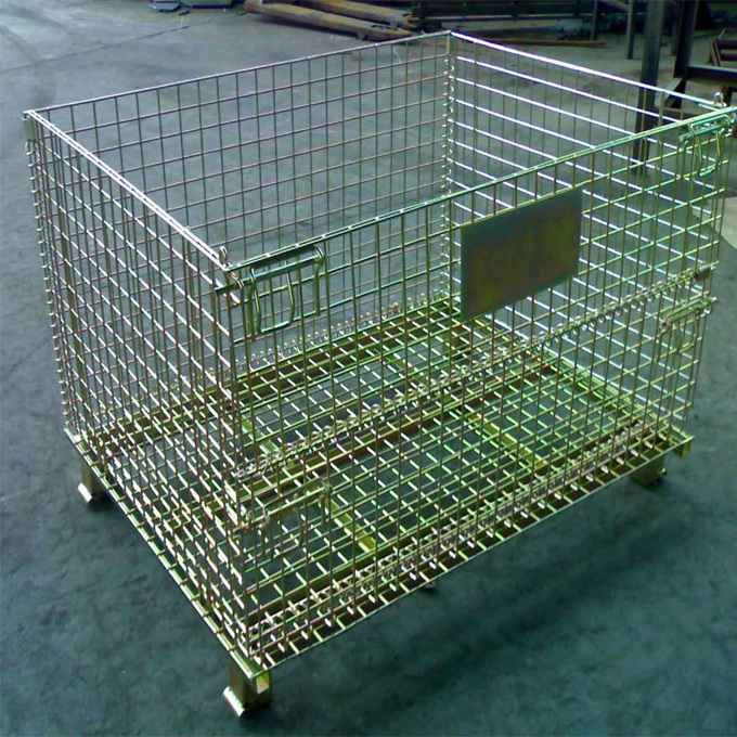 China supplier foldable steel pallet stillage cage and wire mesh container