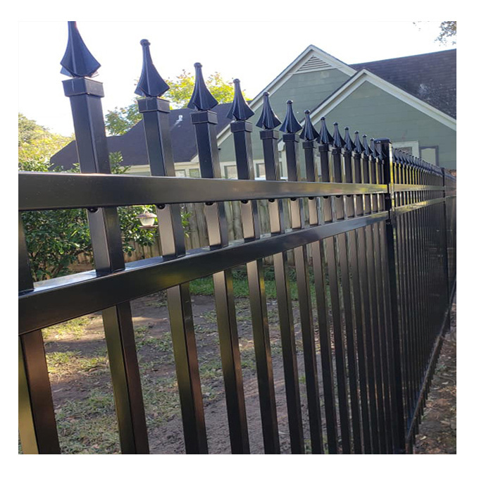 Factory supply residential wrought steel fence galvanized durable 6ft x 8ft iron fence steel fence panels