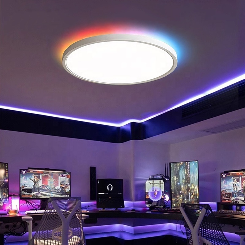 Home Bedroom Smart RGB Atmosphere Back Luminous Ceiling Lighting Ultra-thin LED Circular Ceiling Light