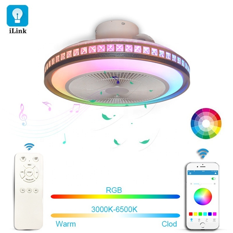 RGB Colorful Ceiling Fan Light Intelligent Control Music Speaker Bedroom Atmosphere Fan Light