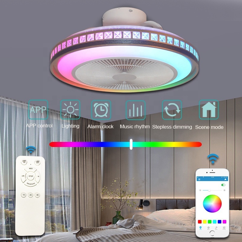 RGB Colorful Ceiling Fan Light Intelligent Control Music Speaker Bedroom Atmosphere Fan Light