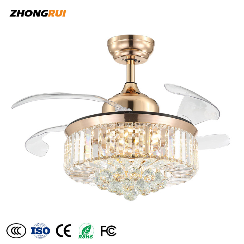 Temperature Available Led Ceiling Fan Body Lamp OEM Switc111 with Light Fancy Invisible Blade 3 Color Palm Luminous White Modern