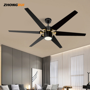 Decorative Fancy Gold Color 60'' Inch 6 Pcs ABS Blade AC Motor Ceiling Fans Light With Remote Control