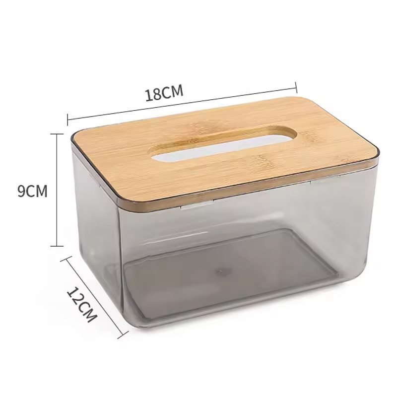 Creative Simple Transparent Tissue Box Car Living Room Table Napkin Paper Tissue Box With Bamboo Lid