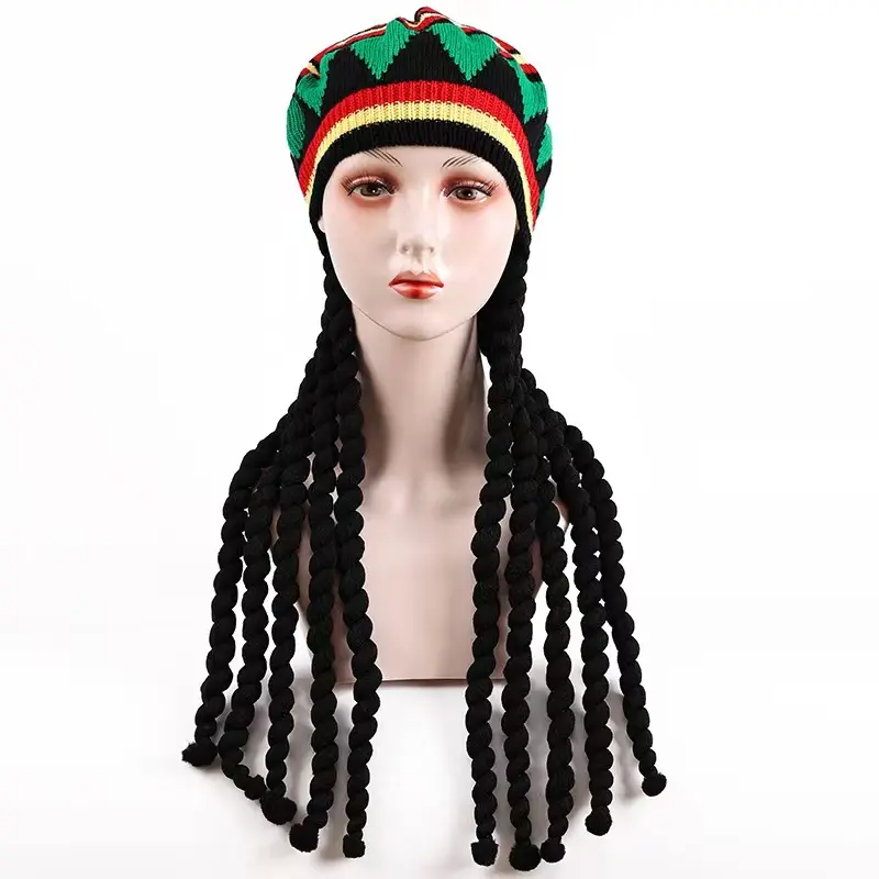 Wholesale Jamaican Style Rasta Hat With DreadLock Long Black Hair Rasta Wig With Cap Costume Accessory Rasta For Women