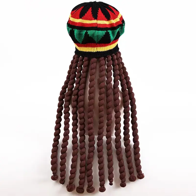 Wholesale Jamaican Style Rasta Hat With DreadLock Long Black Hair Rasta Wig With Cap Costume Accessory Rasta For Women