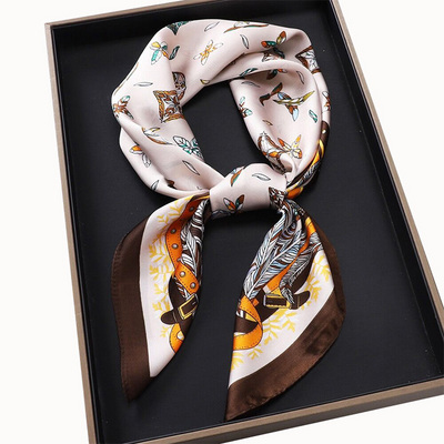 New arrival women 2024 fashion female silk scarf women custom printed bag scarves  silk scarves spring season