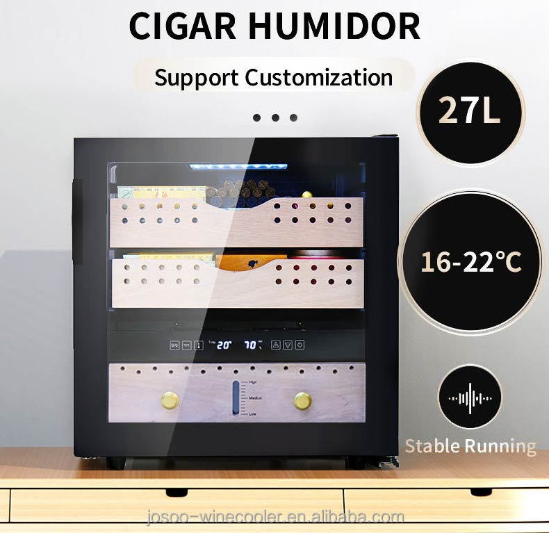 Oem Customized Custom Logo 40L Good Quality Humidity Guarantee Mini Cigar Humidors Stainless Wine Chiller Fridge Cooler