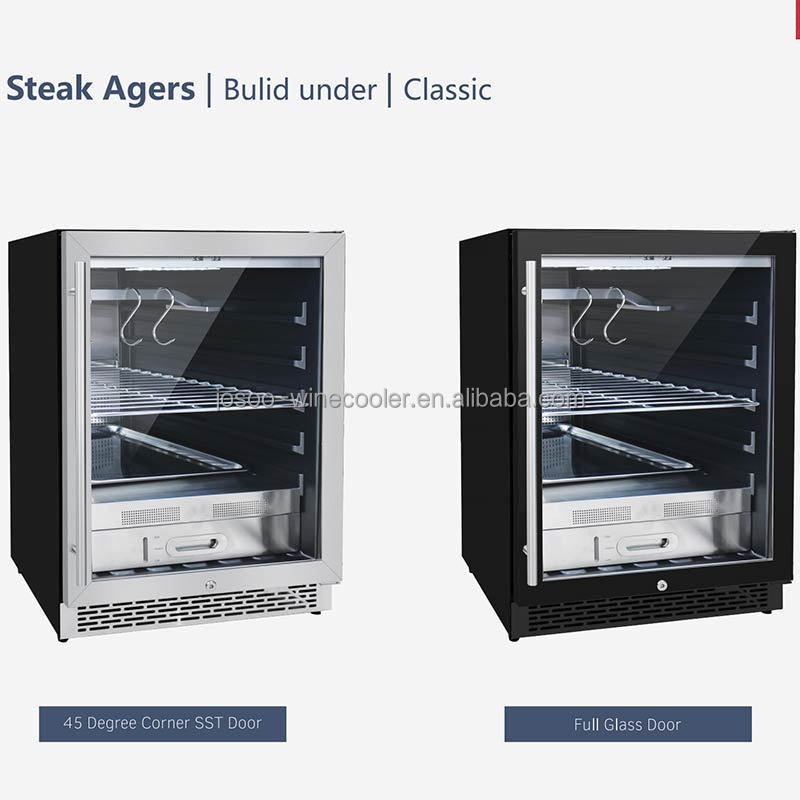 Glass Wine Storage Dry Ager Meat Refrigerator Salami Curing Cabinet Steak Ager Temperature Controlled Storage