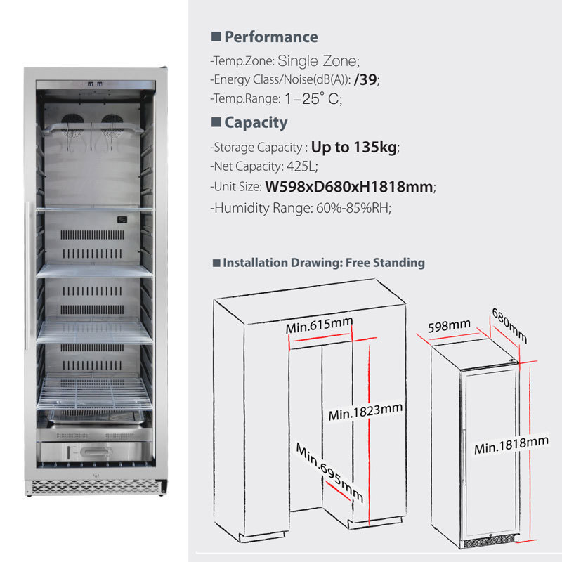 JOSOO Meat Dri Agers Wine Cellar Storage Age Dri Cabinet Meat Age Refrigerator for Fish