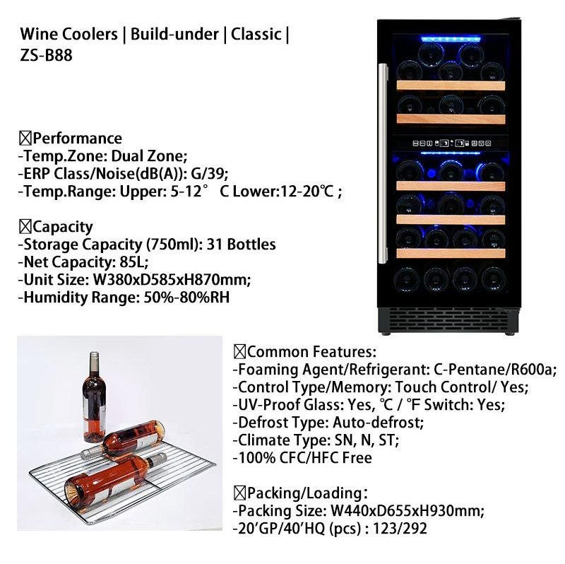 Wholesale Cave A Vin Small Steel Beer Fridges Wine Cooler Compressor Refrigerator Mini Wine Cellar for Wine And Beverage Coolers