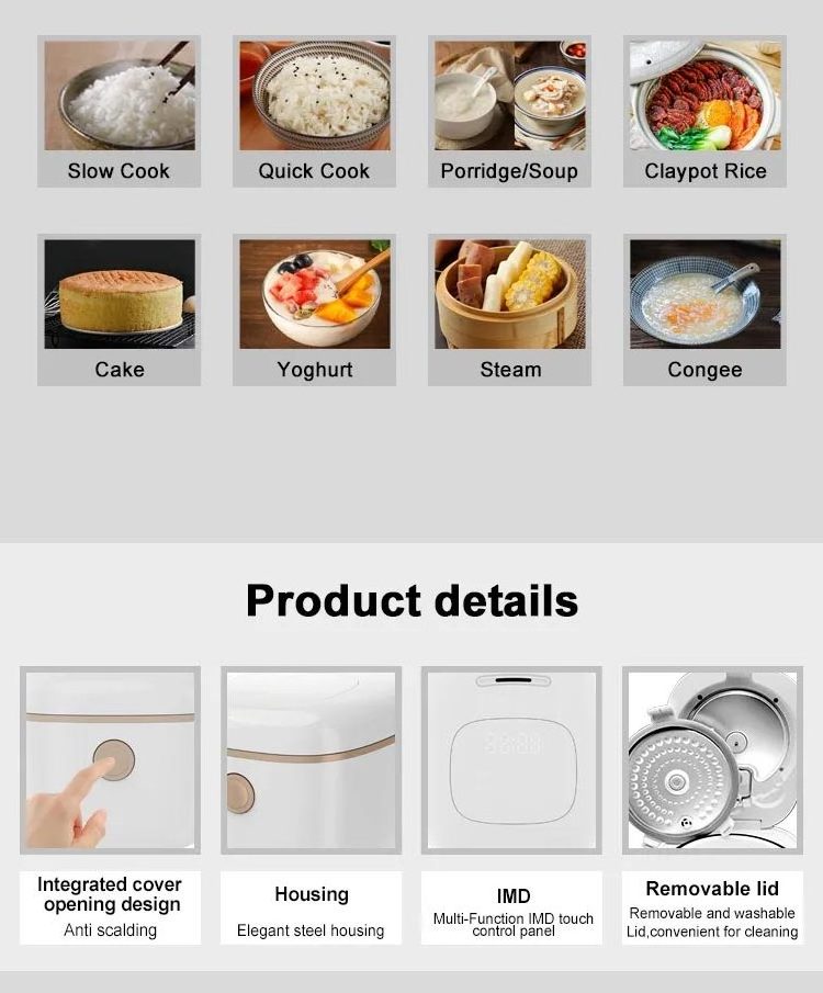 Josoo Wholesale White Mini Cookers Thermal Portable Mini IH 2L Electric Rice Cooker