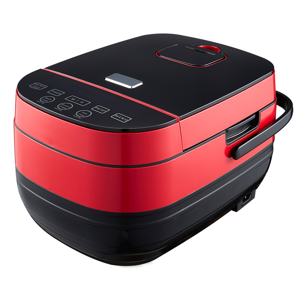 Square Slow Cooker Digital Cast Iron Inner Pot Multi Function Luxurious Cooking Electric IH 5Kg Rice Cooker Red Colour