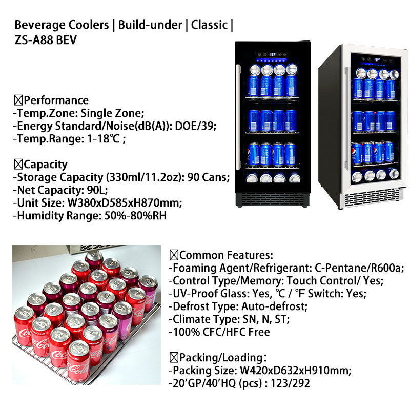 Zhongshan Best Small And Big Container Black Cellar Wine Fridgerator Bar Vino Liquor Wine Coolers Drink 33 Bottles