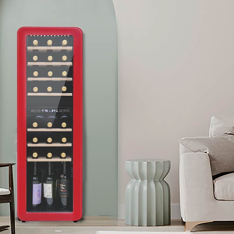 Customized Logo Wine and Beverage Coolers Cold Red Fridge Cabinet with Unique Style Display Racks Automatic Wine Dispenser