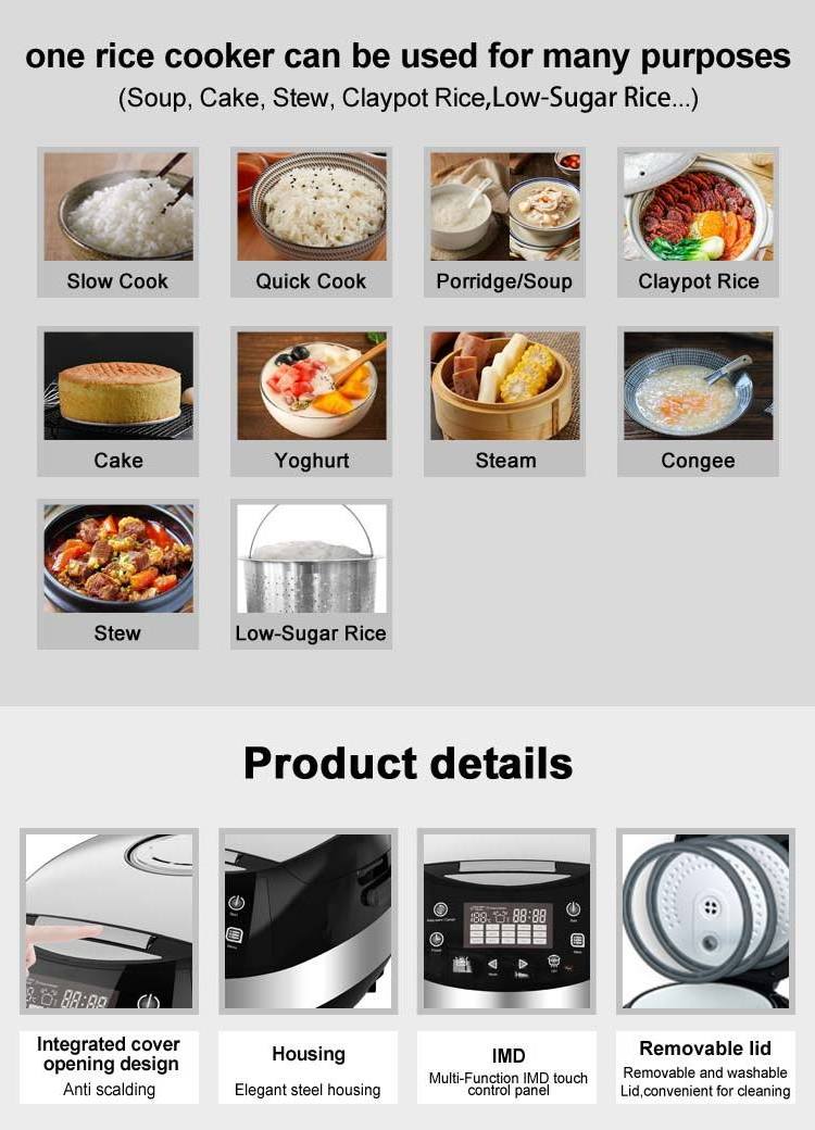 Josoo brand kitchen appliance stainless steel electric steam cooker food steam rice cooker mini