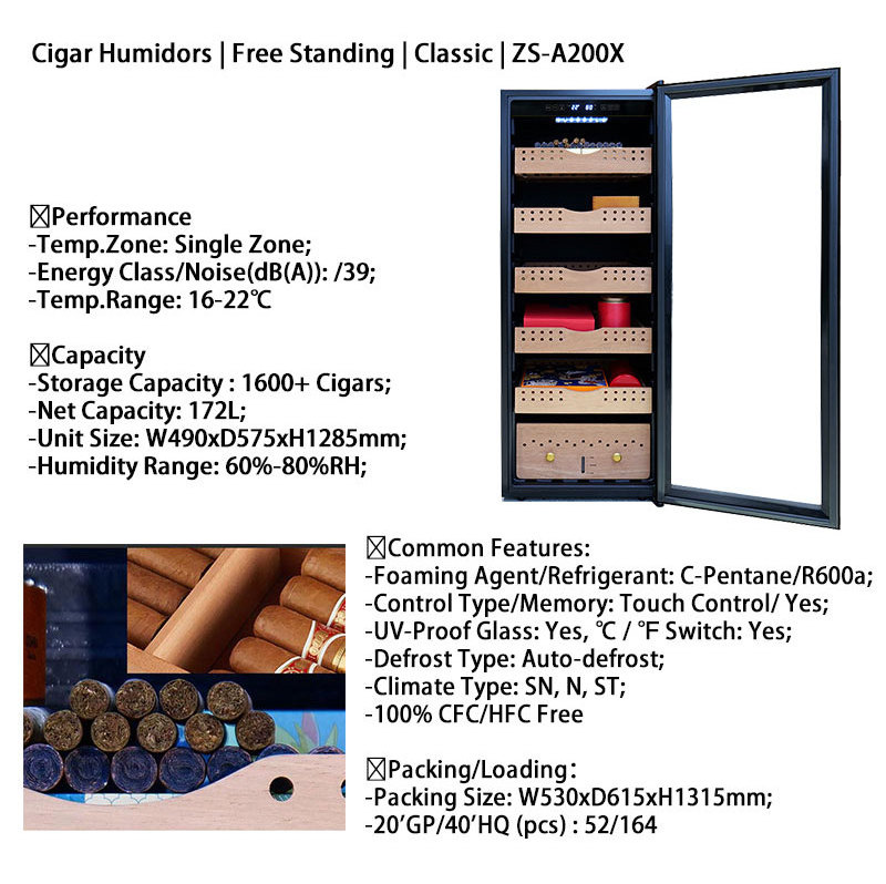 Oem 2023 New Precise Wooden Humidors Climate Be Controlled Cigar Cabinet Humidor Fridge