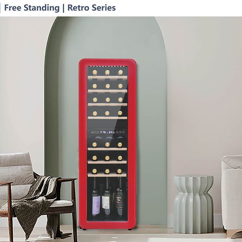 Customized Logo Wine and Beverage Coolers Cold Red Fridge Cabinet with Unique Style Display Racks Automatic Wine Dispenser