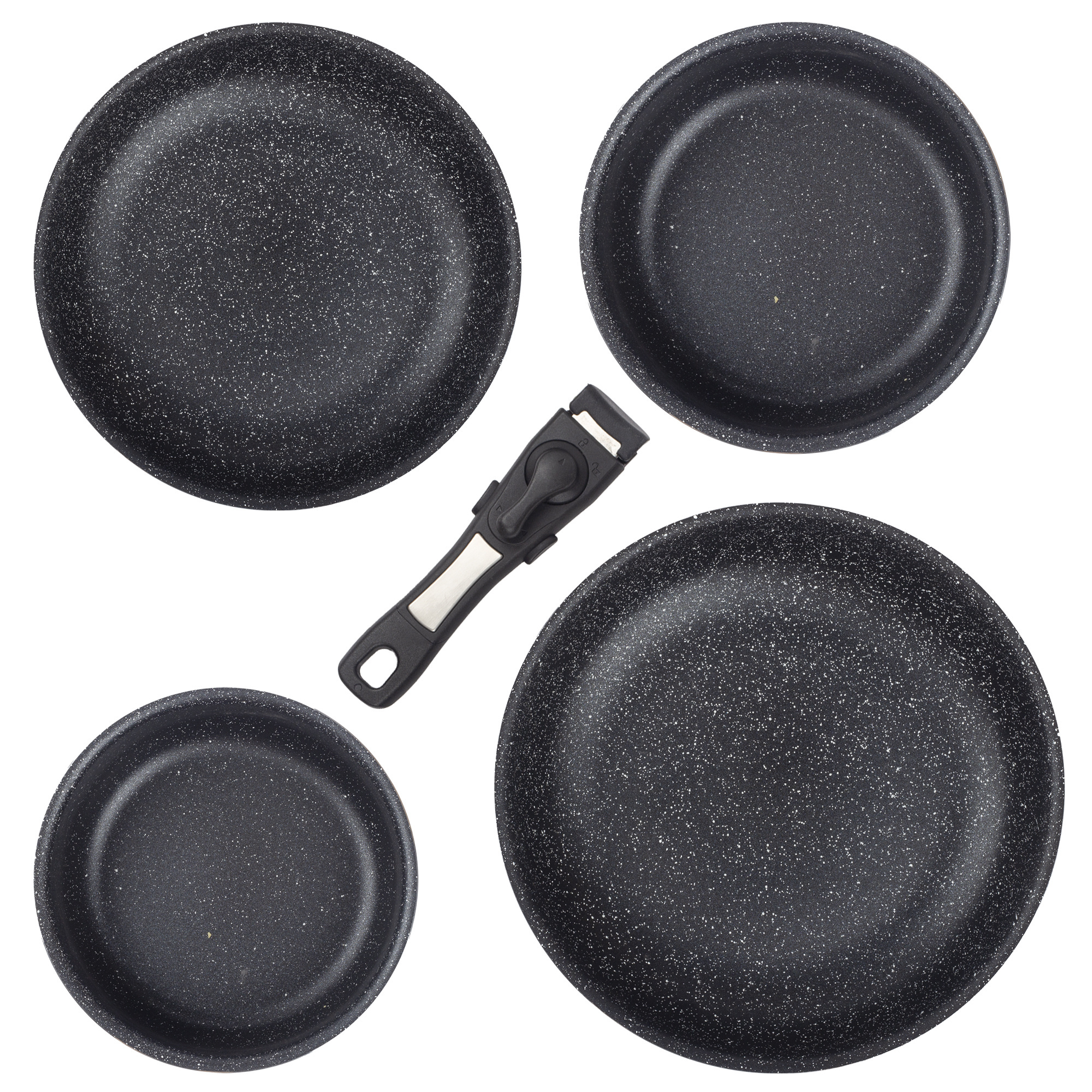 Kitchen Nonstick Pressed Aluminum Cookware Set 7 pieces Cookware Set,Pots,Pans with removable pan handle