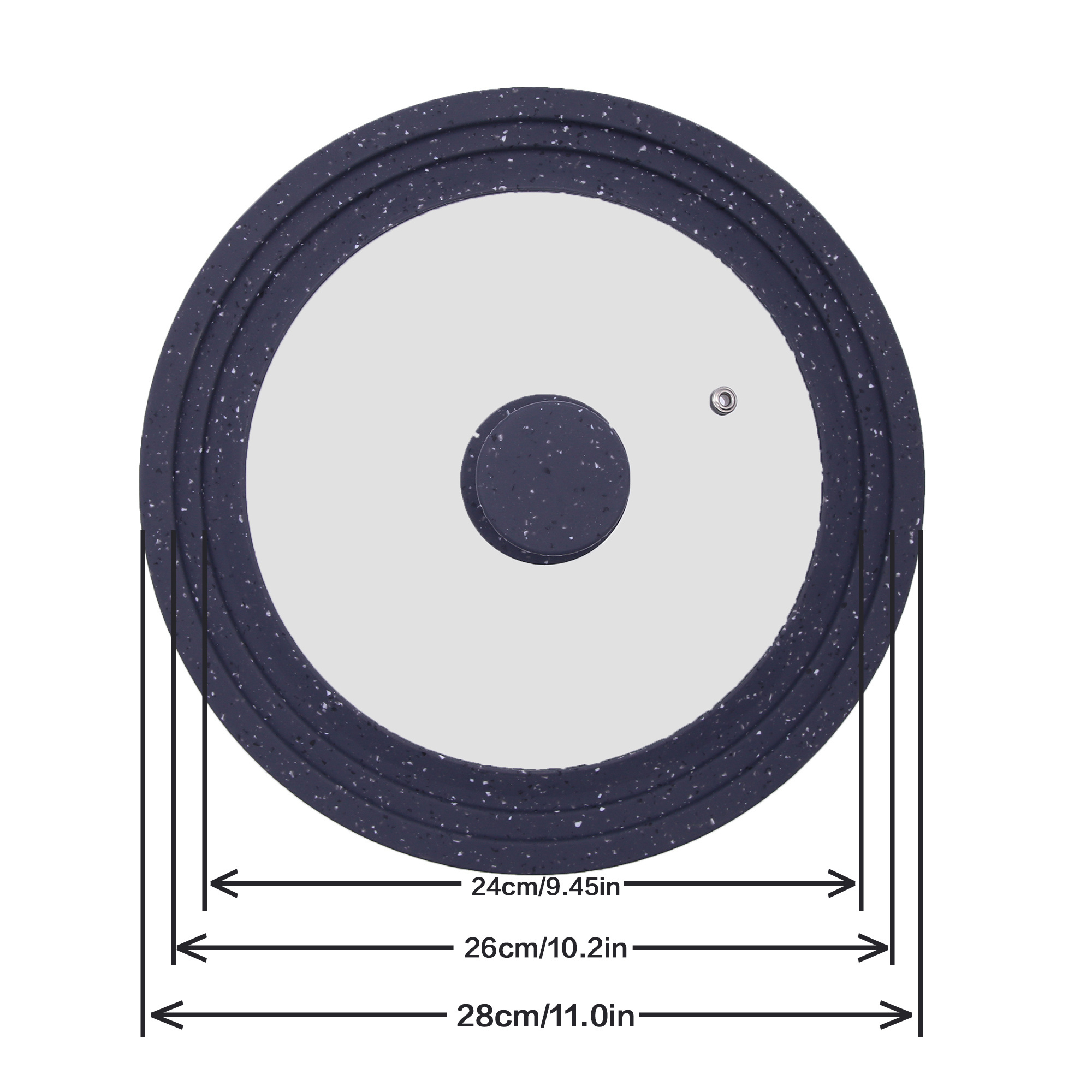 Pot Lid, Pan Cover, Universal, Silicon, Tempered Glass, Multi-purpose Lids Replacement for Aluminium Stainless Steel Cookwa 4mm