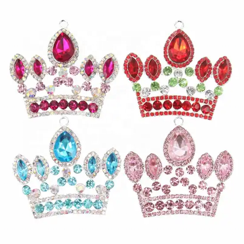 Fashion Jewelry Women Alloy Rhinestone Princess Crown Pendant For Necklace Accessories